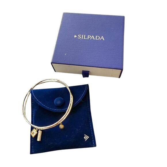 Silpada 925 Sterling Silver Bangle & Gold Tone Charms Bracelet NEW - Picture 1 of 9